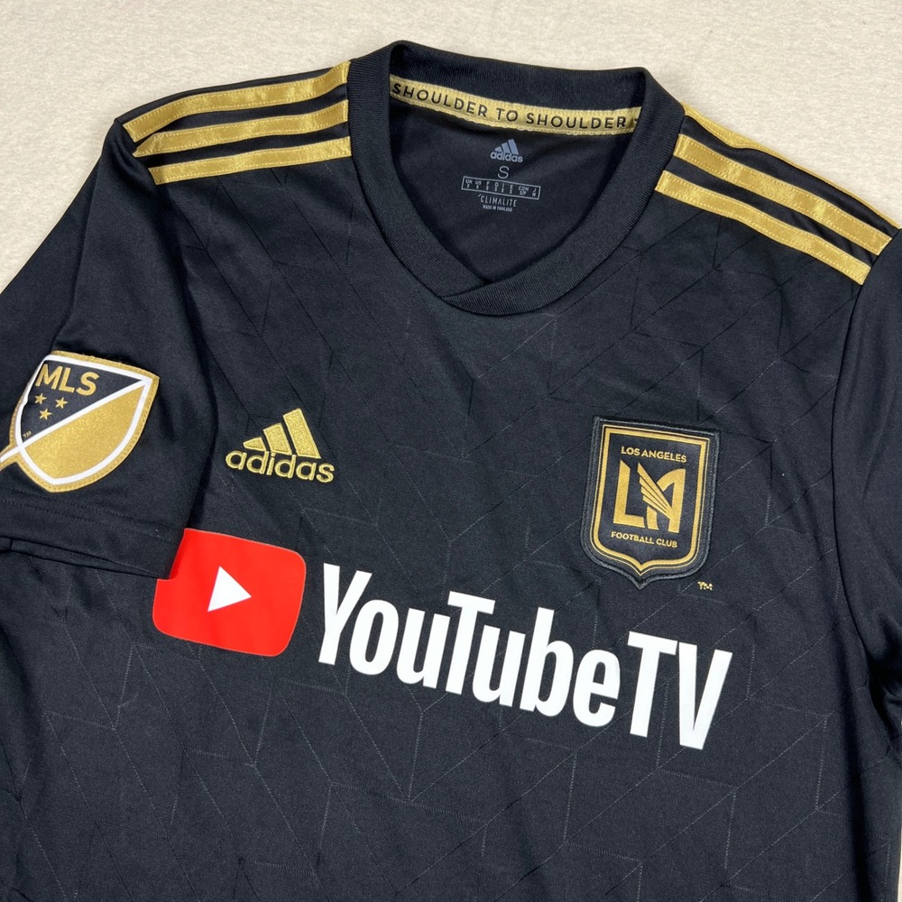 LAFC Adidas Climalite Soccer Jersey Mens S Black Gold YouTube TV‎ MLS